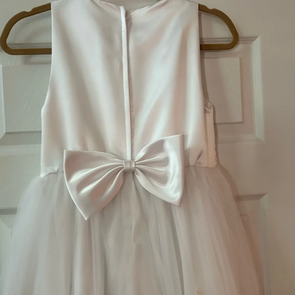 Santa Monica Girls 14 Flower Girl Dress White Formal Communion Beaded Bridal